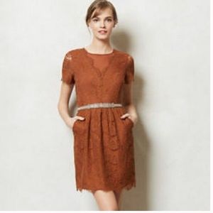 Anthropologie Dolce Vita brown lace Margeaux dress